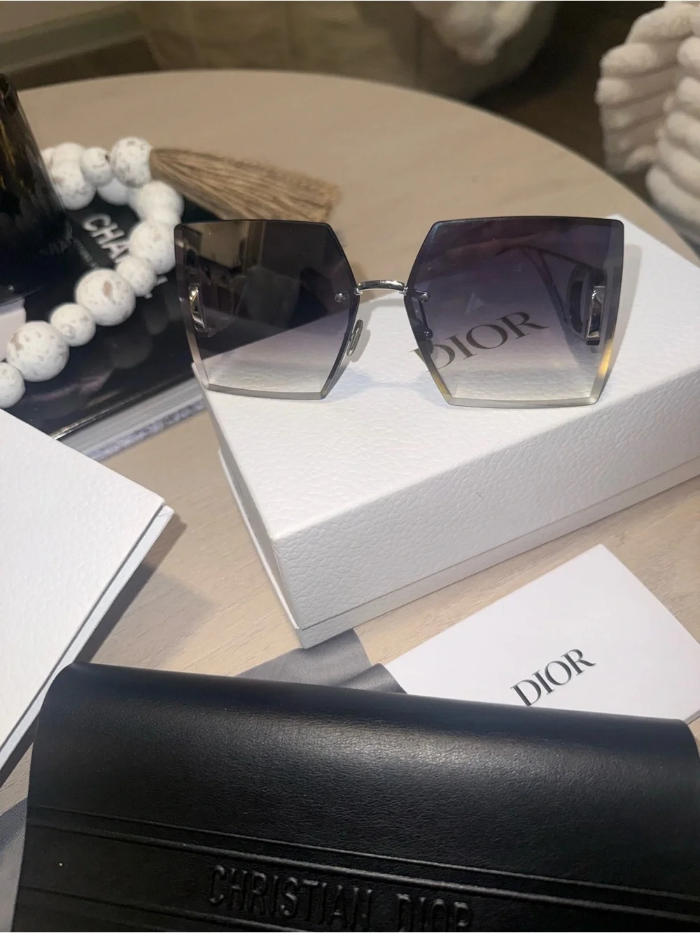 Dior Rimless Gradient Shield Sunglasses - Purple & Brown